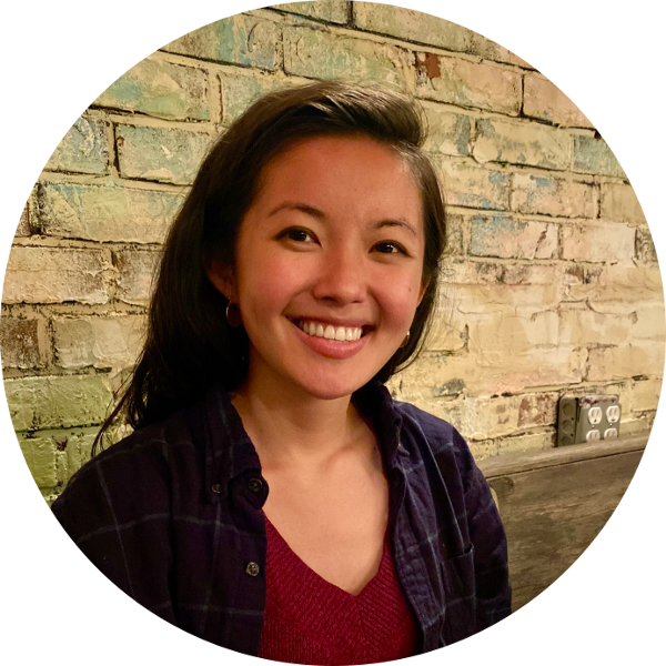 Head shot of Emily Xiao, young Asian woman with shoulder-length black hair